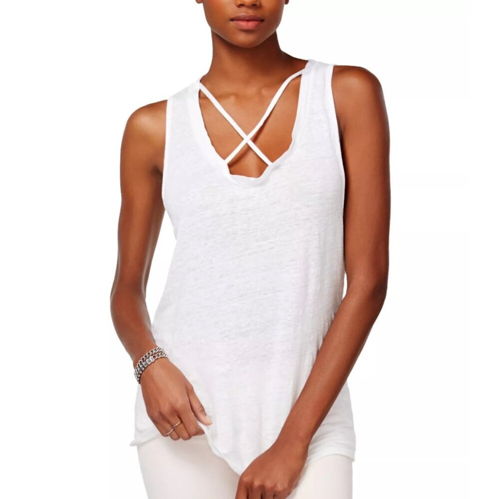 Project Social T | EUC Blue Linen Crescent Tank Size Medium